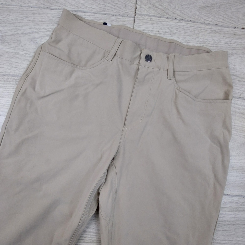 Rhoback Performance Pants Mens 32x32 Khaki Tan Stretch Golf Trousers 5-Pocket